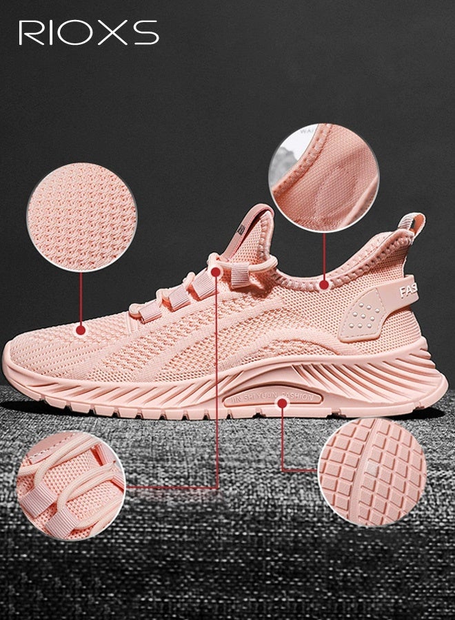 ريوكس أحذية الجري النسائية، أحذية رياضية خفيفة الوزن ومانعة للانزلاق، أحذية رياضية غير رسمية سهلة الارتداء من شبكة قابلة للتنفس، أحذية مريحة غير رسمية برباط للمشي، أحذية تنس للسيدات، أحذية رياضية عصرية ناعمة للركض والتمارين الرياضية والجري والمشي لمسافات طويلة وصيد الأسماك والارتداء اليومي، باللون الوردي - Image 4